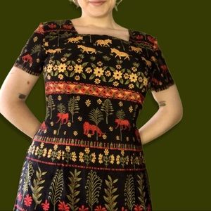 Vintage jungle print dress. Popular print